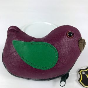 Coin case leather bird